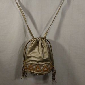 Portofino Collection Gold Leather Purse shoulder bag Crossbody 8" x 5" x 9"